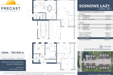 Rzut - Dom na sprzedaż 3 pokoje o powierzchni 89,58 m² - numer B2.1 w Osiedle Sosnowe Łazy