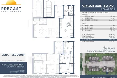 Rzut - Dom na sprzedaż 3 pokoje o powierzchni 61,66 m² - numer B3.2 w Osiedle Sosnowe Łazy