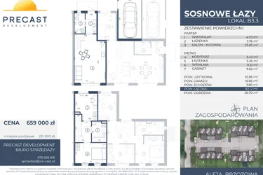 Rzut - Dom na sprzedaż 3 pokoje o powierzchni 82,12 m² - numer B3.3 w Osiedle Sosnowe Łazy