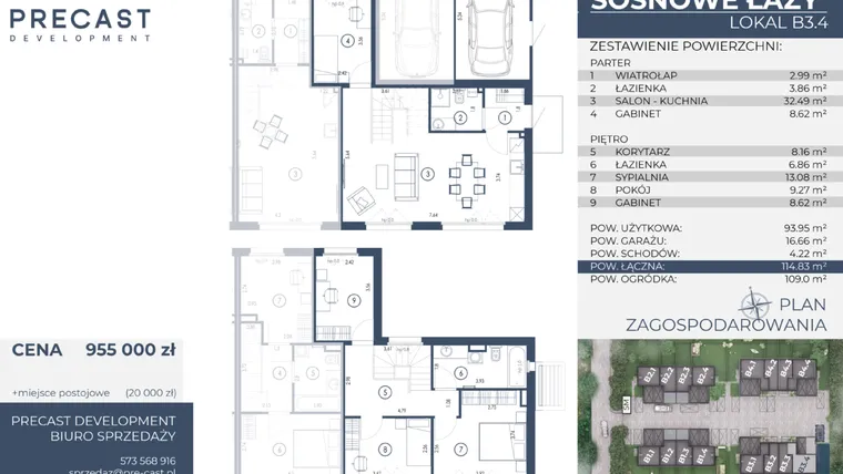 Rzut - Dom na sprzedaż 5 pokoi o powierzchni 114,83 m² - numer B3.4 w Osiedle Sosnowe Łazy