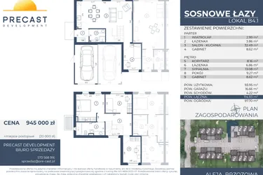 Rzut - Dom na sprzedaż 5 pokoi o powierzchni 114,83 m² - numer B4.1 w Osiedle Sosnowe Łazy