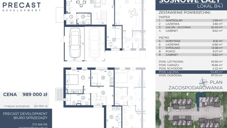 Rzut - Dom na sprzedaż 5 pokoi o powierzchni 93,95 m² - numer B4.1 w Osiedle Sosnowe Łazy