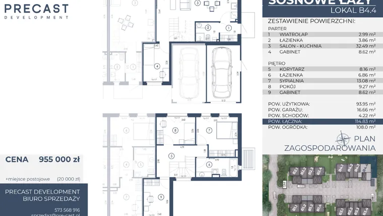 Rzut - Dom na sprzedaż 5 pokoi o powierzchni 114,83 m² - numer B4.4 w Osiedle Sosnowe Łazy