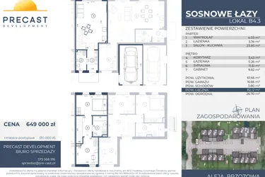 Rzut - Dom na sprzedaż 3 pokoje o powierzchni 82,12 m² - numer B4.3 w Osiedle Sosnowe Łazy