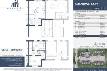 Rzut - Dom na sprzedaż 3 pokoje o powierzchni 83,88 m² - numer A2.3 w Osiedle Sosnowe Łazy