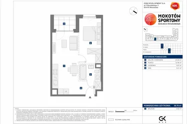 Rzut - Mieszkanie na sprzedaż 2 pokoje o powierzchni 39,78 m² - numer A19 w Mokotów Sportowy 1.3