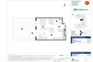 Rzut - Mieszkanie na sprzedaż 2 pokoje o powierzchni 40,61 m² - numer 23 w Osiedle Międzyleska - etap IV