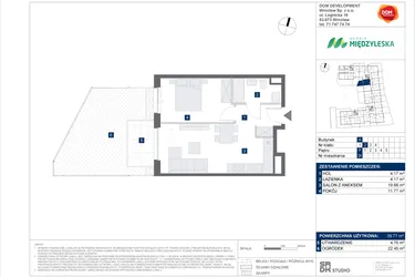 Rzut - Mieszkanie na sprzedaż 2 pokoje o powierzchni 39,77 m² - numer 24 w Osiedle Międzyleska - etap IV