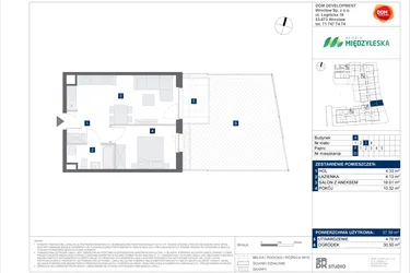 Rzut - Mieszkanie na sprzedaż 2 pokoje o powierzchni 37,39 m² - numer 63 w Osiedle Międzyleska - etap IV