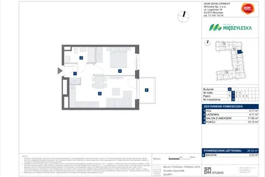 Rzut - Mieszkanie na sprzedaż 2 pokoje o powierzchni 36,34 m² - numer 28 w Osiedle Międzyleska - etap IV