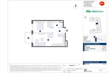 Rzut - Mieszkanie na sprzedaż 2 pokoje o powierzchni 40,61 m² - numer 30 w Osiedle Międzyleska - etap IV