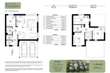 Rzut - Dom na sprzedaż 5 pokoi o powierzchni 118,6 m² - numer E2_5 w Villa Linea
