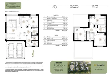 Rzut - Dom na sprzedaż 5 pokoi o powierzchni 118,6 m² - numer E2_2 w Villa Linea
