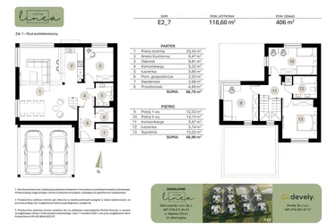 Rzut - Dom na sprzedaż 5 pokoi o powierzchni 118,6 m² - numer E2_7 w Villa Linea
