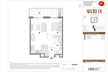 Rzut - Mieszkanie na sprzedaż 2 pokoje o powierzchni 41,29 m² - numer A.7 w Osiedle Wilno IX etap 2