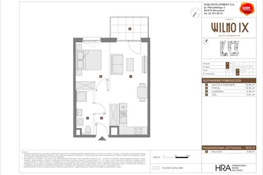 Rzut - Mieszkanie na sprzedaż 2 pokoje o powierzchni 39,93 m² - numer A.15 w Osiedle Wilno IX etap 2