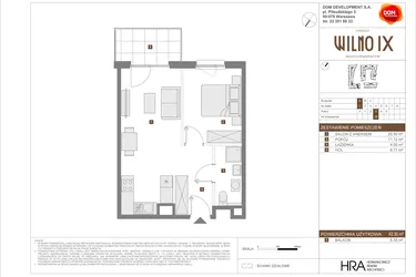 Rzut - Mieszkanie na sprzedaż 2 pokoje o powierzchni 42,36 m² - numer A.16 w Osiedle Wilno IX etap 2