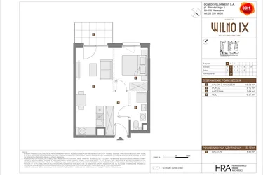 Rzut - Mieszkanie na sprzedaż 2 pokoje o powierzchni 37,19 m² - numer A.24 w Osiedle Wilno IX etap 2