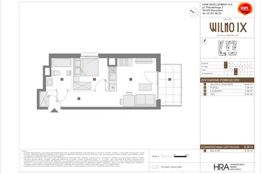 Rzut - Mieszkanie na sprzedaż 2 pokoje o powierzchni 32,94 m² - numer A.17 w Osiedle Wilno IX etap 2