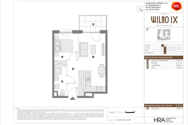 Rzut - Mieszkanie na sprzedaż 2 pokoje o powierzchni 37,22 m² - numer A.25 w Osiedle Wilno IX etap 2