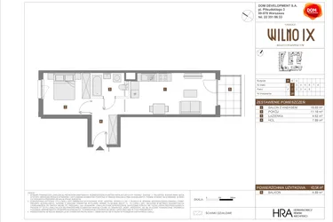 Rzut - Mieszkanie na sprzedaż 2 pokoje o powierzchni 43,54 m² - numer A.29 w Osiedle Wilno IX etap 2