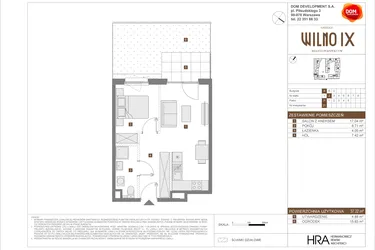 Rzut - Mieszkanie na sprzedaż 2 pokoje o powierzchni 37,22 m² - numer A.21 w Osiedle Wilno IX etap 2