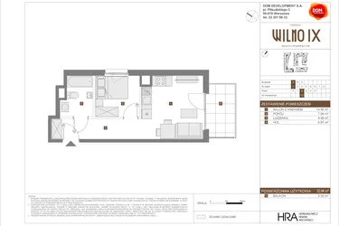 Rzut - Mieszkanie na sprzedaż 2 pokoje o powierzchni 32,94 m² - numer A.12 w Osiedle Wilno IX etap 2