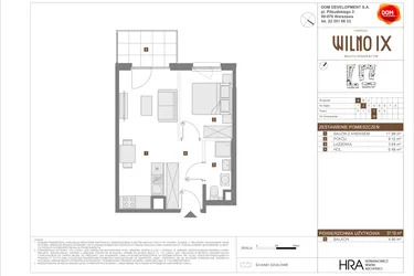 Rzut - Mieszkanie na sprzedaż 2 pokoje o powierzchni 37,19 m² - numer A.38 w Osiedle Wilno IX etap 2
