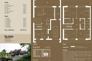 Rzut - Dom na sprzedaż 6 pokoi o powierzchni 181,27 m² - numer B/1 w Osova