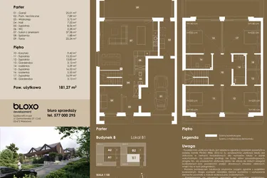 Rzut - Dom na sprzedaż 6 pokoi o powierzchni 181,27 m² - numer B/1 w Osova