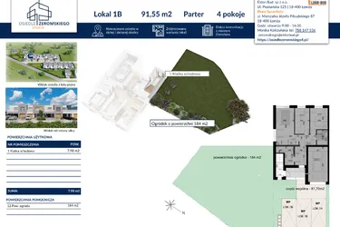 Rzut - Dom na sprzedaż 4 pokoje o powierzchni 91,55 m² - numer 1B w Osiedle Żeromskiego etap IV