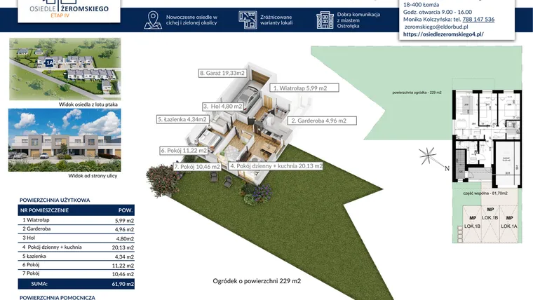 Rzut - Dom na sprzedaż 3 pokoje o powierzchni 81,23 m² - numer 1A w Osiedle Żeromskiego etap IV