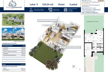 Rzut - Dom na sprzedaż 4 pokoje o powierzchni 124,34 m² - numer 5 w Osiedle Żeromskiego etap IV