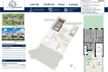 Rzut - Dom na sprzedaż 4 pokoje o powierzchni 110,88 m² - numer 3B w Osiedle Żeromskiego etap IV