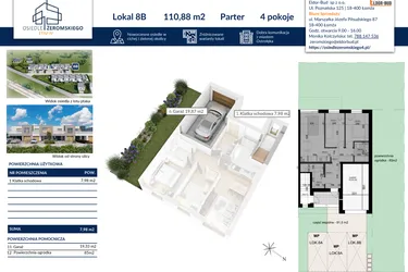 Rzut - Dom na sprzedaż 4 pokoje o powierzchni 110,88 m² - numer 8B w Osiedle Żeromskiego etap IV
