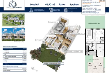 Rzut - Dom na sprzedaż 3 pokoje o powierzchni 81,23 m² - numer 6A w Osiedle Żeromskiego etap IV