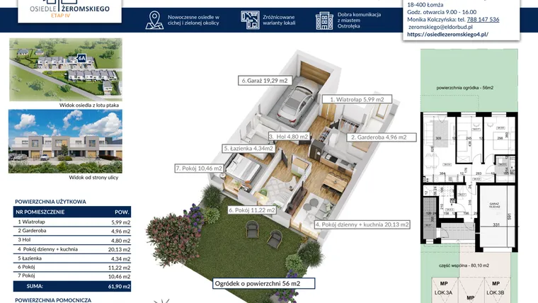 Rzut - Dom na sprzedaż 3 pokoje o powierzchni 81,23 m² - numer 6A w Osiedle Żeromskiego etap IV