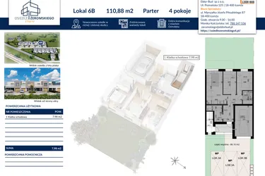 Rzut - Dom na sprzedaż 4 pokoje o powierzchni 91,55 m² - numer 6B w Osiedle Żeromskiego etap IV