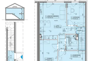 Rzut - Mieszkanie na sprzedaż 4 pokoje o powierzchni 64,03 m² - numer 12B w Domy na Witosa etap 3A i 3B