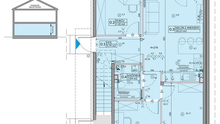 Rzut - Mieszkanie na sprzedaż 4 pokoje o powierzchni 59,85 m² - numer 11A w Domy na Witosa etap 3A i 3B