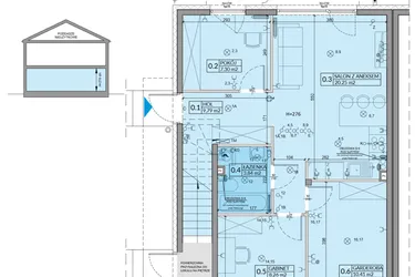 Rzut - Mieszkanie na sprzedaż 4 pokoje o powierzchni 59,85 m² - numer 11A w Domy na Witosa etap 3A i 3B