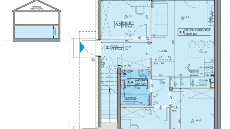 Rzut - Mieszkanie na sprzedaż 4 pokoje o powierzchni 59,85 m² - numer 11A w Domy na Witosa etap 3A i 3B