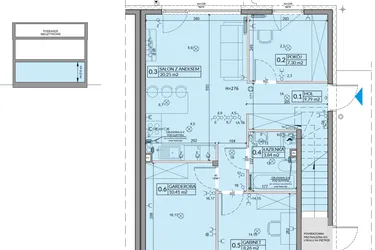 Rzut - Mieszkanie na sprzedaż 4 pokoje o powierzchni 59,85 m² - numer 14A w Domy na Witosa etap 3A i 3B