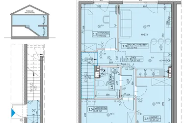Rzut - Mieszkanie na sprzedaż 4 pokoje o powierzchni 64,03 m² - numer 15B w Domy na Witosa etap 3A i 3B