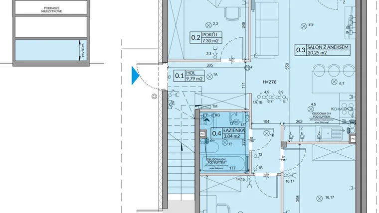 Rzut - Mieszkanie na sprzedaż 4 pokoje o powierzchni 59,85 m² - numer 13A w Domy na Witosa etap 3A i 3B