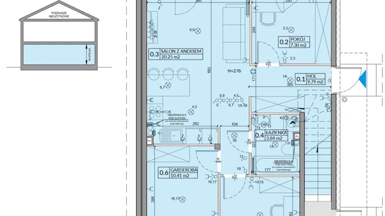 Rzut - Mieszkanie na sprzedaż 4 pokoje o powierzchni 59,85 m² - numer 16A w Domy na Witosa etap 3A i 3B