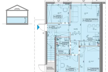 Rzut - Mieszkanie na sprzedaż 4 pokoje o powierzchni 59,85 m² - numer 15A w Domy na Witosa etap 3A i 3B