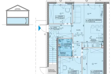 Rzut - Mieszkanie na sprzedaż 4 pokoje o powierzchni 59,85 m² - numer 15A w Domy na Witosa etap 3A i 3B