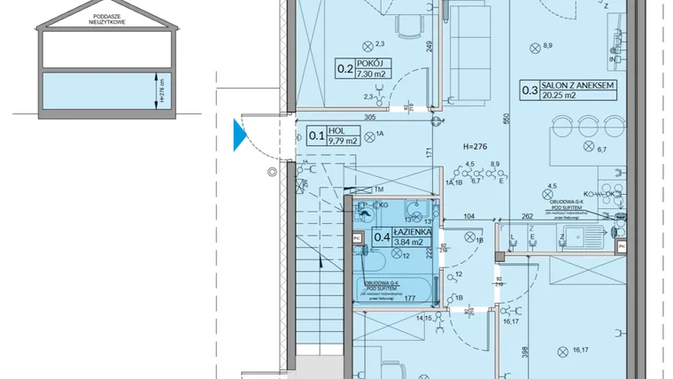 Rzut - Mieszkanie na sprzedaż 4 pokoje o powierzchni 59,85 m² - numer 15A w Domy na Witosa etap 3A i 3B