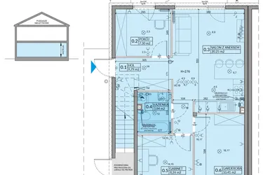Rzut - Mieszkanie na sprzedaż 4 pokoje o powierzchni 59,85 m² - numer 19A w Domy na Witosa etap 3A i 3B